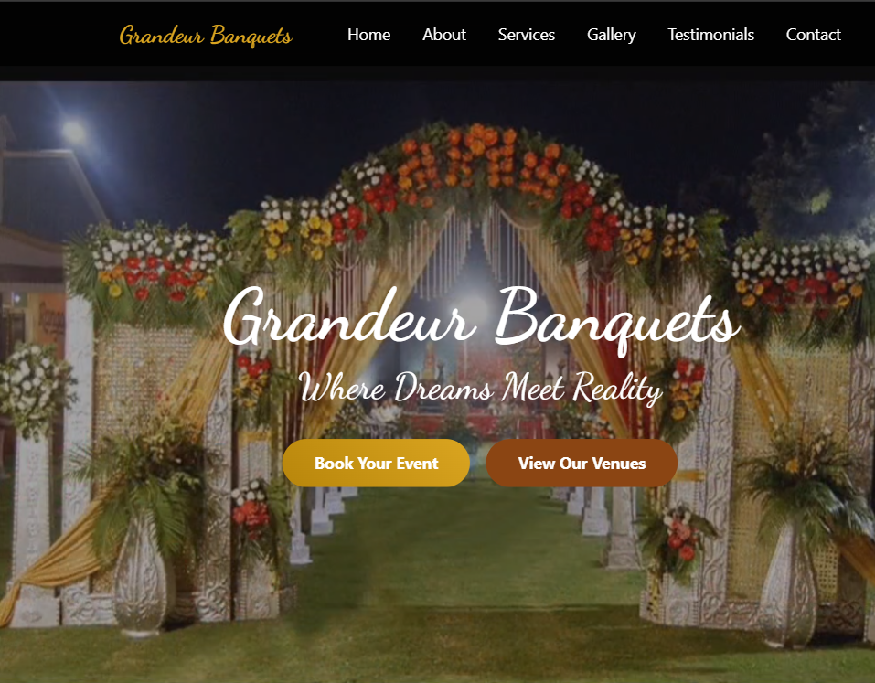 Grandeur Banquet Website Preview